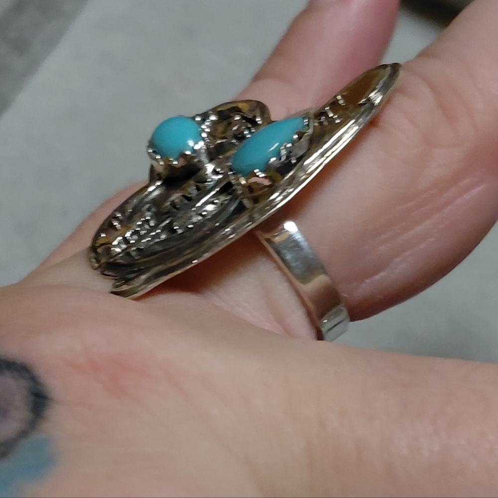 Magic Wizard Witch Hat Turquoise Sterling Silver Ring - Picture 8 of 9